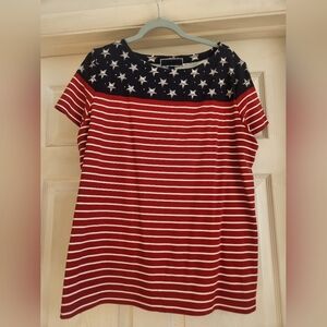 Karen Scott Womens Top Stars and Stripes XL